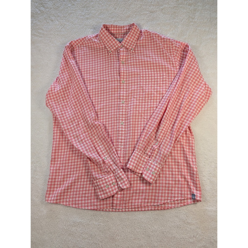 Peter Millar Mens Pink White Gingham Button Down Shirt Cotton Large Preppy